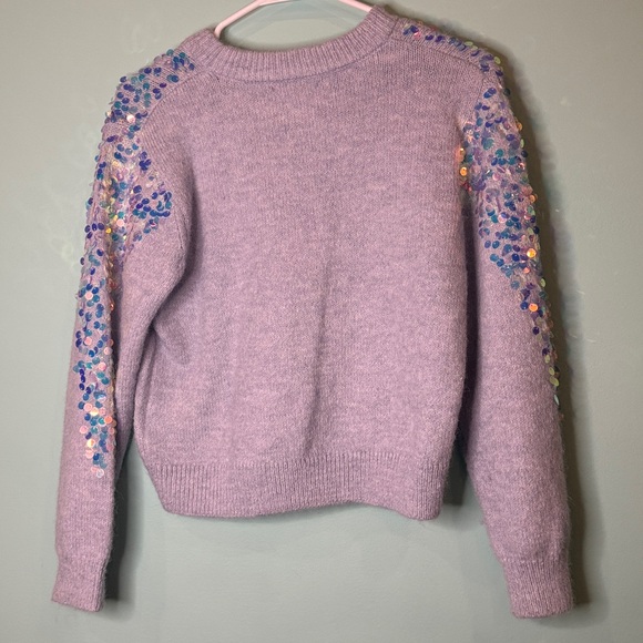 Zara kids Sequin Embellished Lavender Sweater size large girls - bundle and save - Picture 5 of 6